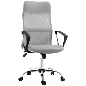 Silla de Oficina de Malla Silla de Escritorio Giratoria con Altura Ajustable Función Basculante Respaldo y Asiento Transpirable Carga 120 kg para Estudio Gris Claro