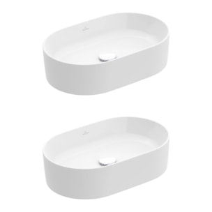 Lot de deux vasques à poser ovales Collaro Blanc CeramicPlus