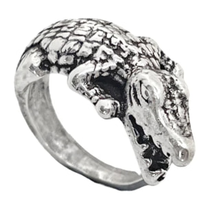 Anillo cocodrilo en plata 7 micras envejecido. Talla 16