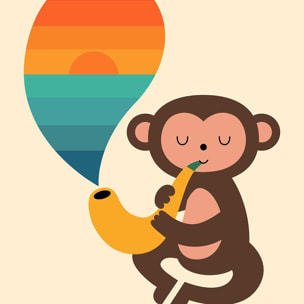 Affiche  monkey banana Affiche + cadre en bois - Chêne