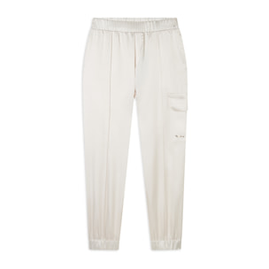 Pantaloni Cargo effetto seta con elastico sul fondo