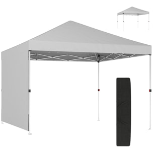 Carpa Plegable 3x3 m, Pop-up, con Pared Lateral, Cenador de Jardín con Protección UPF50+, Empuje Central, Altura Ajustable, Bolsa de Transporte, Gazebo para Camping, Exterior, Blanco
