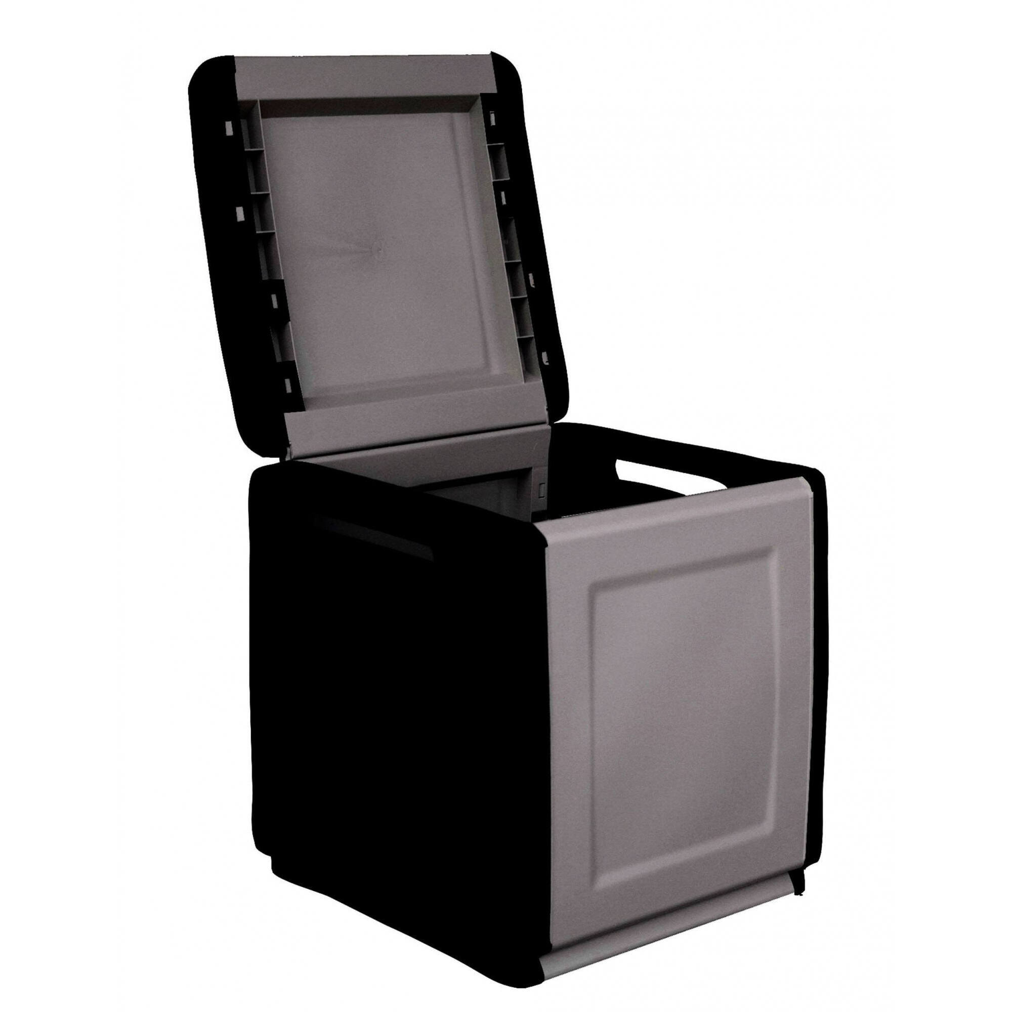 Baule Azziuro, Cassapanca multiuso, Baule contenitore, Box portaoggetti, 100% Made in Italy, 54x53h57 cm, Grigio chiaro e Nero