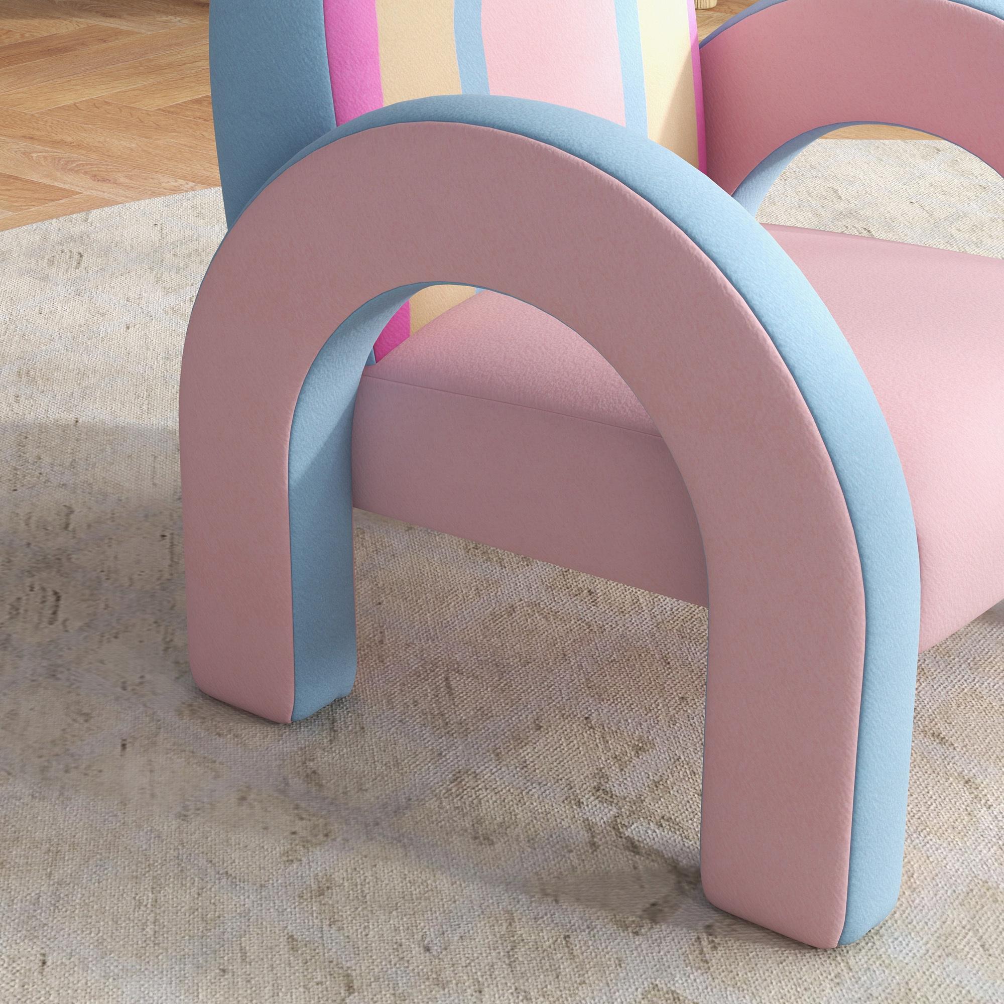 Sillón para Niños Pequeños en Forma de Arco Iris Mini Sofá Cómodo Sillón Infantil para Niños de 1,5-5 Años para Dormitorio Salón Carga 45 kg 43x41x51 cm Rosa