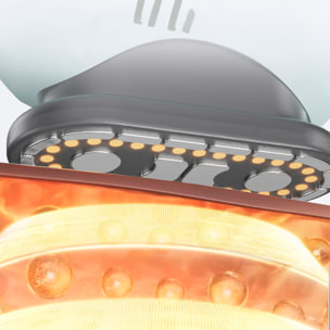 Dispositivo facial JM-115 con microcorrientes, luz LED roja y vibración para mejorar firmeza, contorno y absorción de tratamientos. Batería recargable y 4 modos de uso.