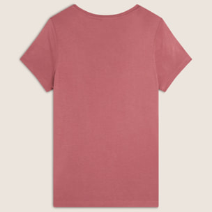 T-shirt donna in jersey di viscosa con stampa oro rosa
