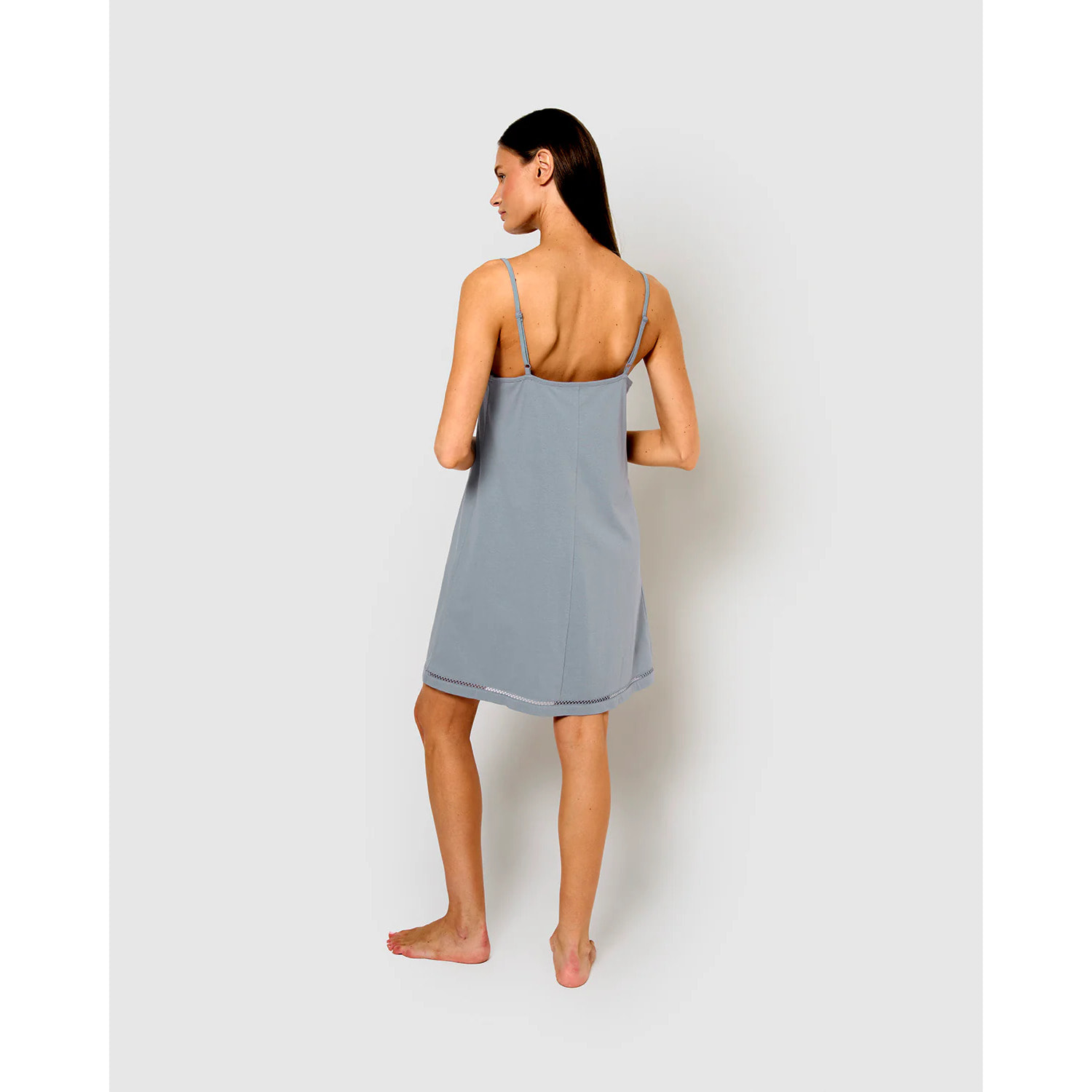 Camisón corto tirantes vainica índigo