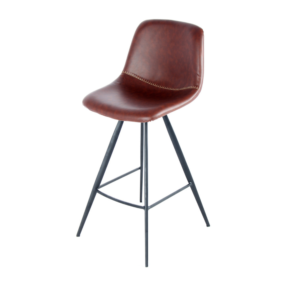 Set 2 Sgabelli da Bar Samantha in Similpelle Marrone Scuro