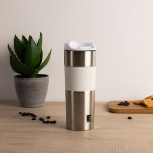 Taza de Viaje 460ml en Acero inoxidable y silicona Blanco LOVERS Bergner