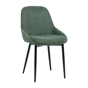 Chaises design en tissu chenille vert kaki et métal noir (lot de 2) HOLO