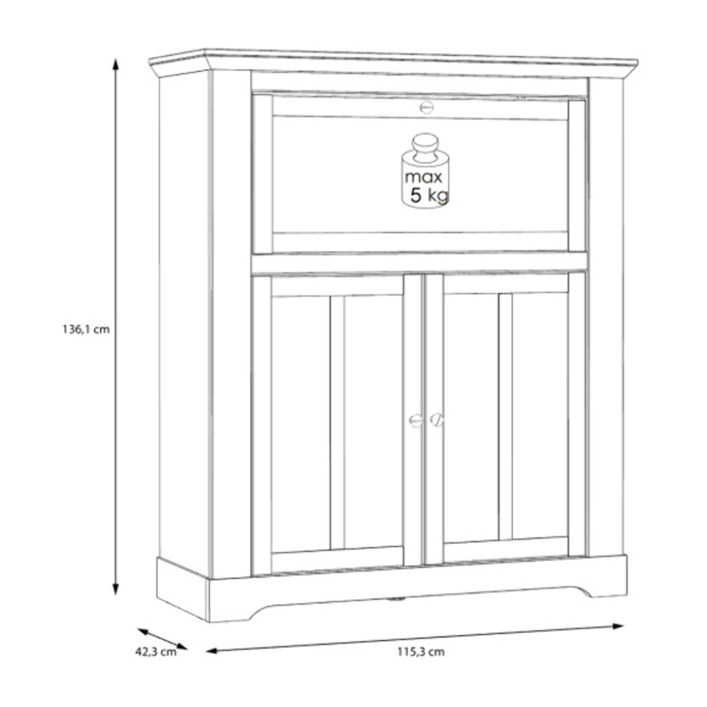 Bar en bois effet chêne clair blanchi - ILONA
