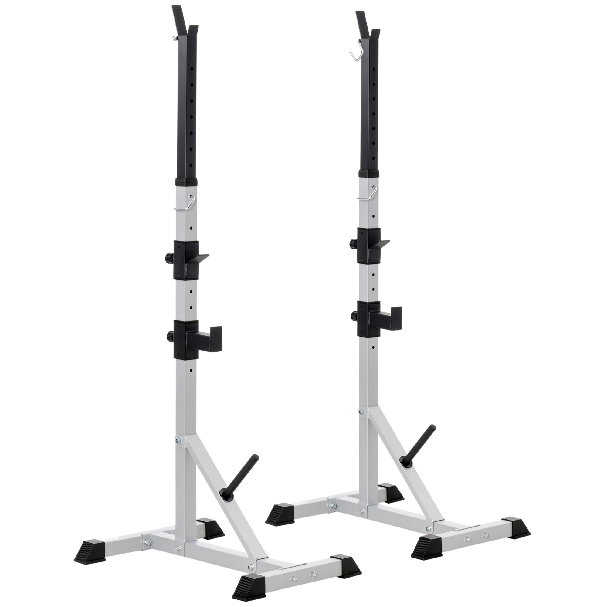 Soporte para Barras de Pesas con Altura Ajustable Rack Musculación con Marco de Acero Carga 200 kg para Entrenamiento en Gimnasio Casa Plata y Negro