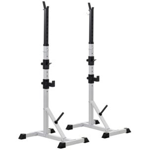 Soporte para Barras de Pesas con Altura Ajustable Rack Musculación con Marco de Acero Carga 200 kg para Entrenamiento en Gimnasio Casa Plata y Negro