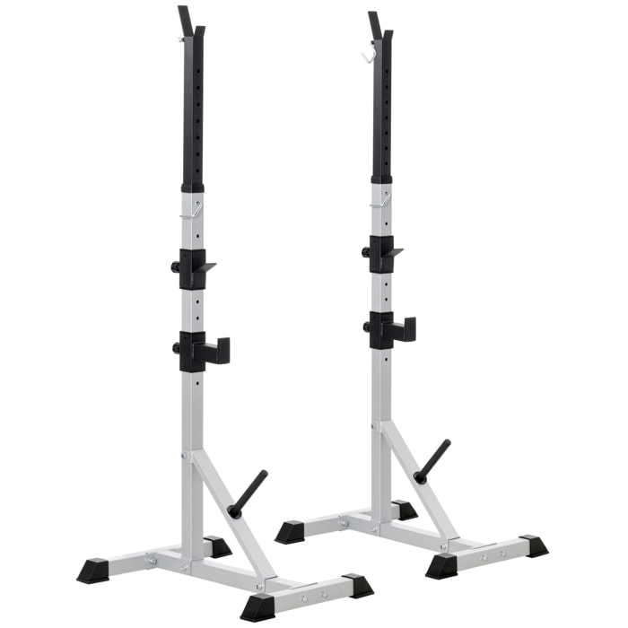 Soporte para Barras de Pesas con Altura Ajustable Rack Musculación con Marco de Acero Carga 200 kg para Entrenamiento en Gimnasio Casa Plata y Negro