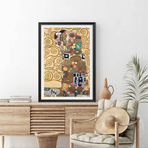Affiche Accomplissement - Peinture de Gustav Klimt Affiche + cadre en bois - Noir