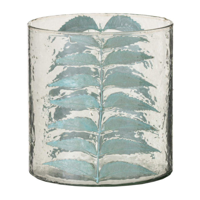 J-Line Vase Bleu Feuille Verre Small