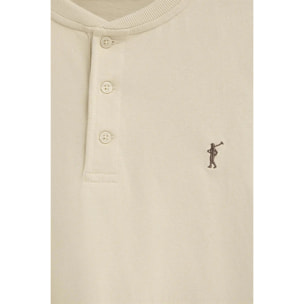 Maglietta beige con colletto alto e ricamo Rigby Go