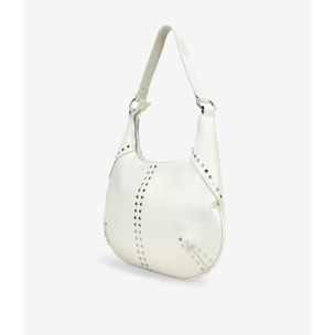 Bolso de hombro beige con tachuelas