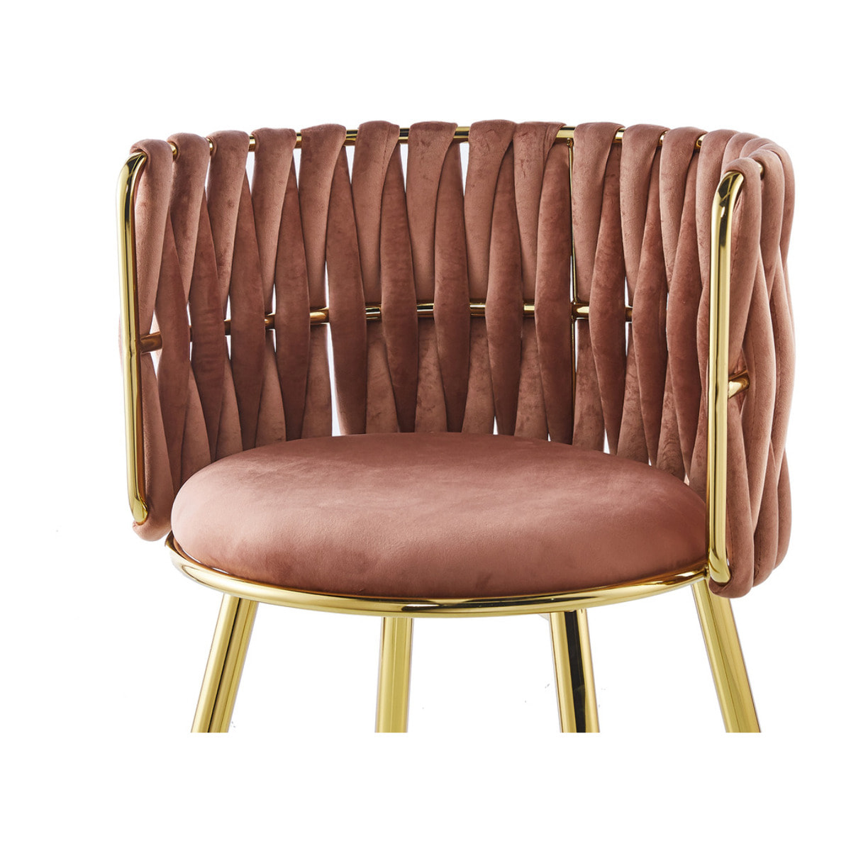 Set di 2 sedie Milla 100 in velluto rosa antico e oro