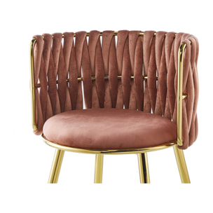 Set di 2 sedie Milla 100 in velluto rosa antico e oro