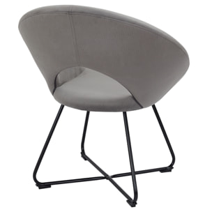 Fauteuil Rond Velours Cotele Giulia Gris