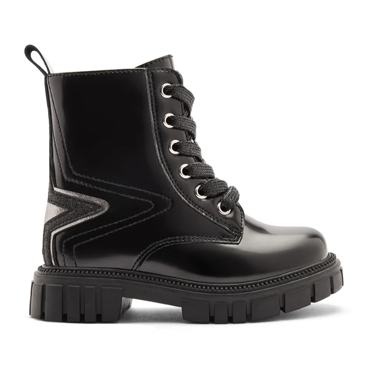 Stivali militari da bambina a metà polpaccio con cerniera interna