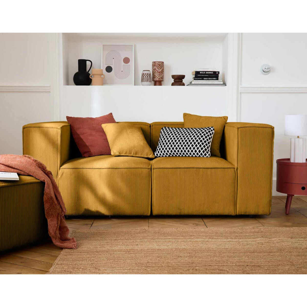 Arty - module d'assise gauche - en velours côtelé - Jaune