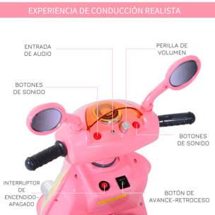 Moto Eléctrica Infantil Tipo Triciclo Rosa