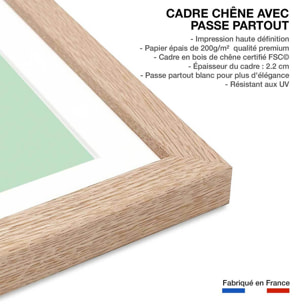 Affiche enfant crocodile vert  Affiche + cadre en bois - Chêne