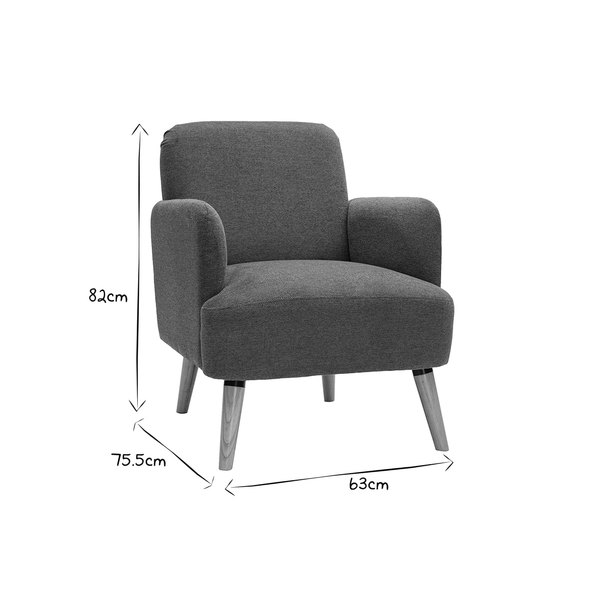 Fauteuil scandinave en tissu effet velours texturé terre brûlée et bois clair ISKO