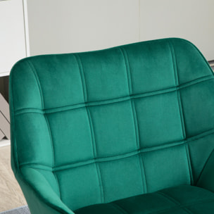 Butaca de Salón Moderna, Sillón Lectura Tapizado en Terciopelo con Asiento Ancho, Patas de Madera, Fácil Montaje, Sillón Relax para Sala de Estar, Dormitorio y Balcón, Verde