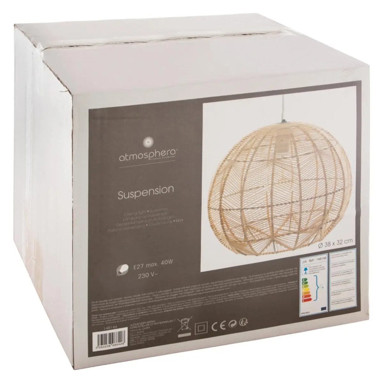 Suspension "Kita" rotin D38cm