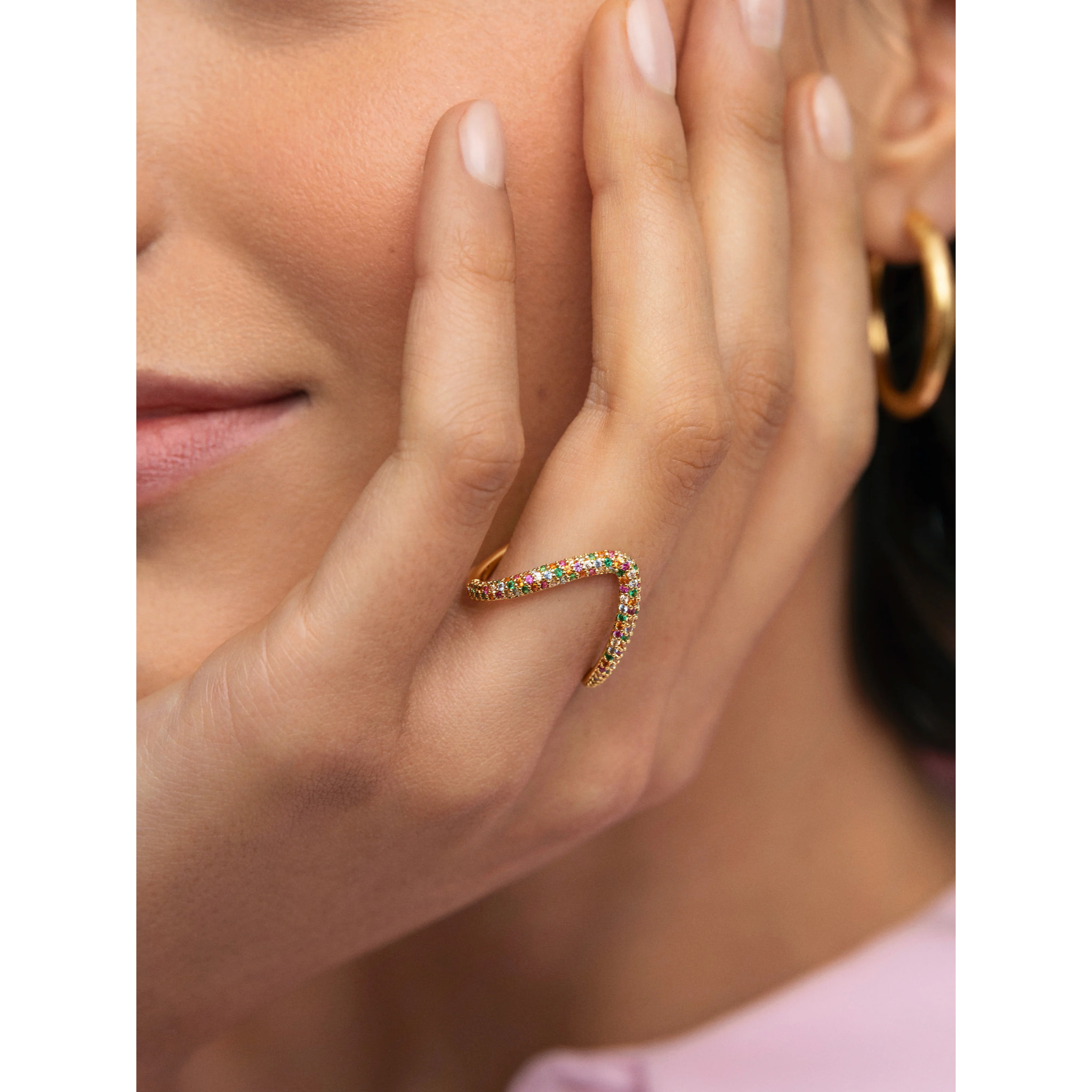 Anillo V Scarlett Dance Baño Oro