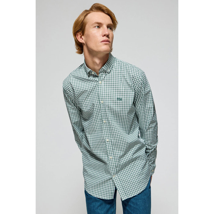 Camicia Mataró verde a quadri vichy con logo Polo Club