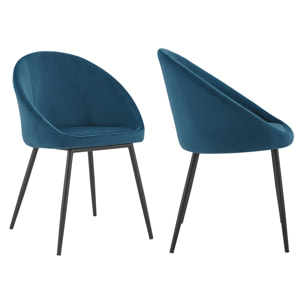 Lot de 2 chaises vintage DIANE velours bleu