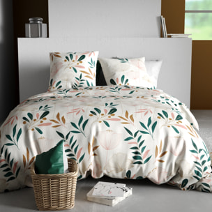 Parure housse de couette coton beige