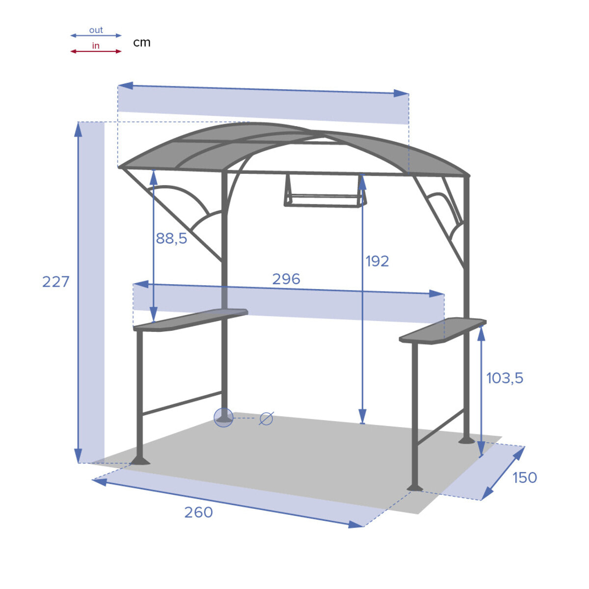 Abri à barbecue Neiba Graphite