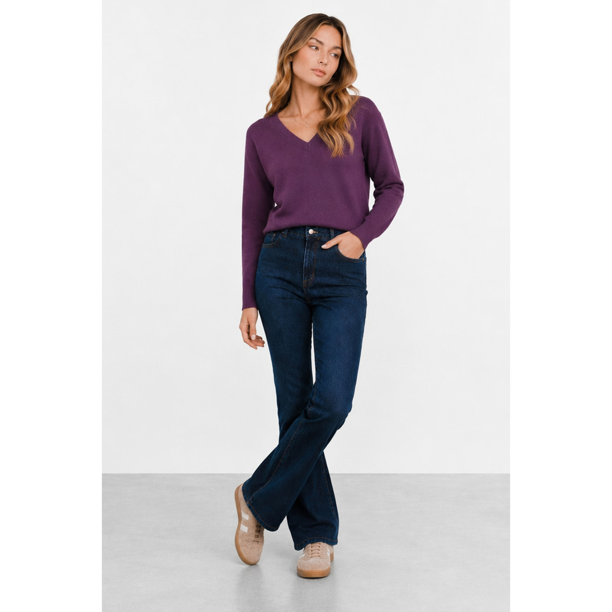 Kocca - Pantaloni in denim a vita alta con catene Donna