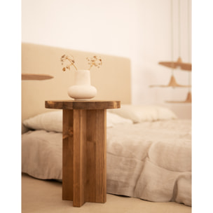 Table de chevet en bois massif ton chêne foncé 45x35cm Hauteur: 45 Longueur: 35 Largeur: 35