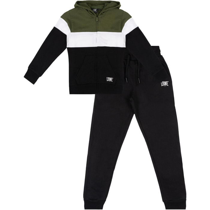 Tuta invernale da bambino tricolor con cappuccio e zip 'Varsity'