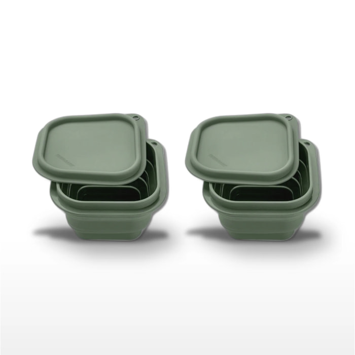 Lot de 2 Boîtes à Snacks Pliables en Silicone Vert Fackelmann Storage