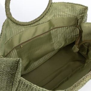 Bérgamo Bolso de mano Mujer. Fabricado en paja trenzada diseño "Summer".