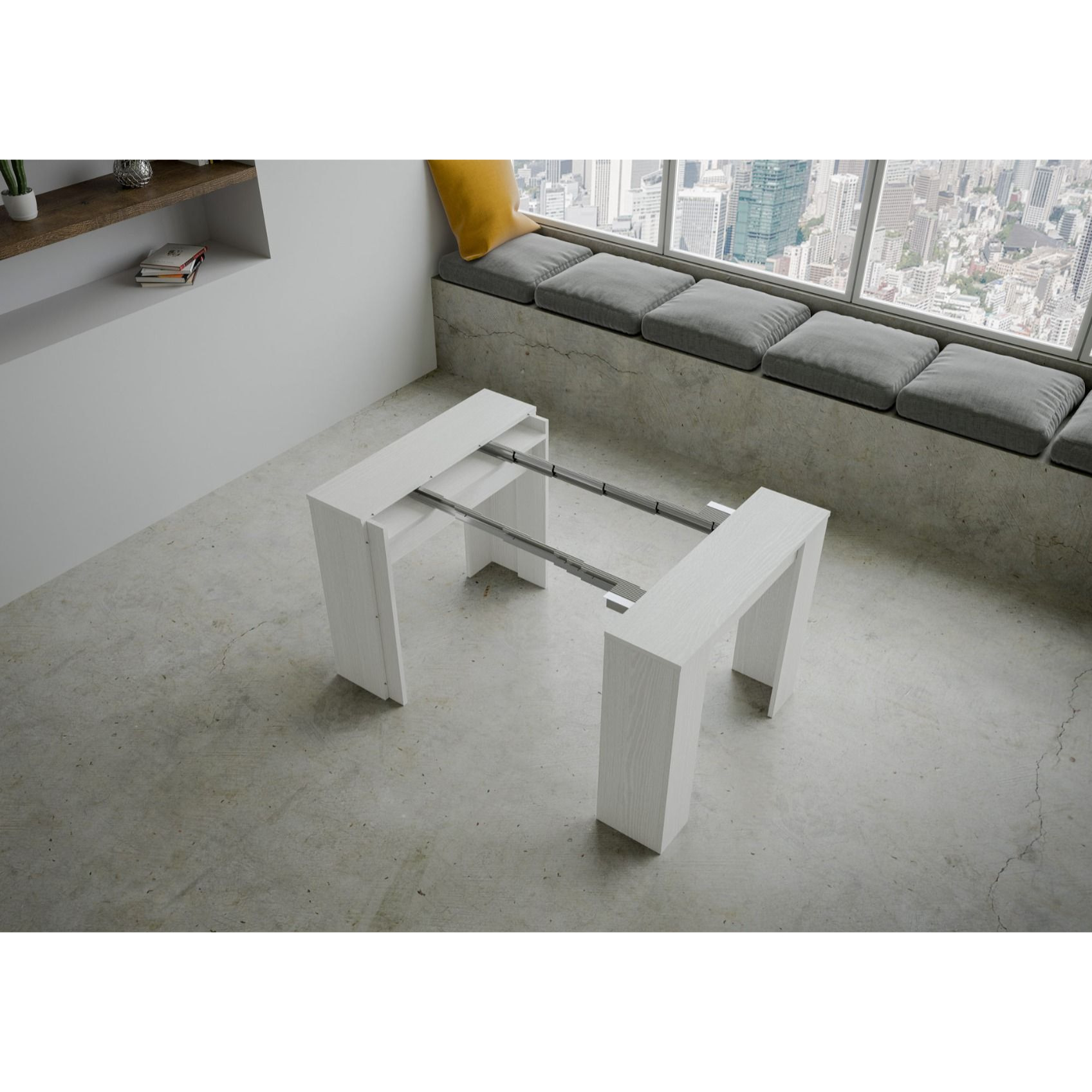 Console extensible 90x48/204 cm Basic Small Frêne Blanc