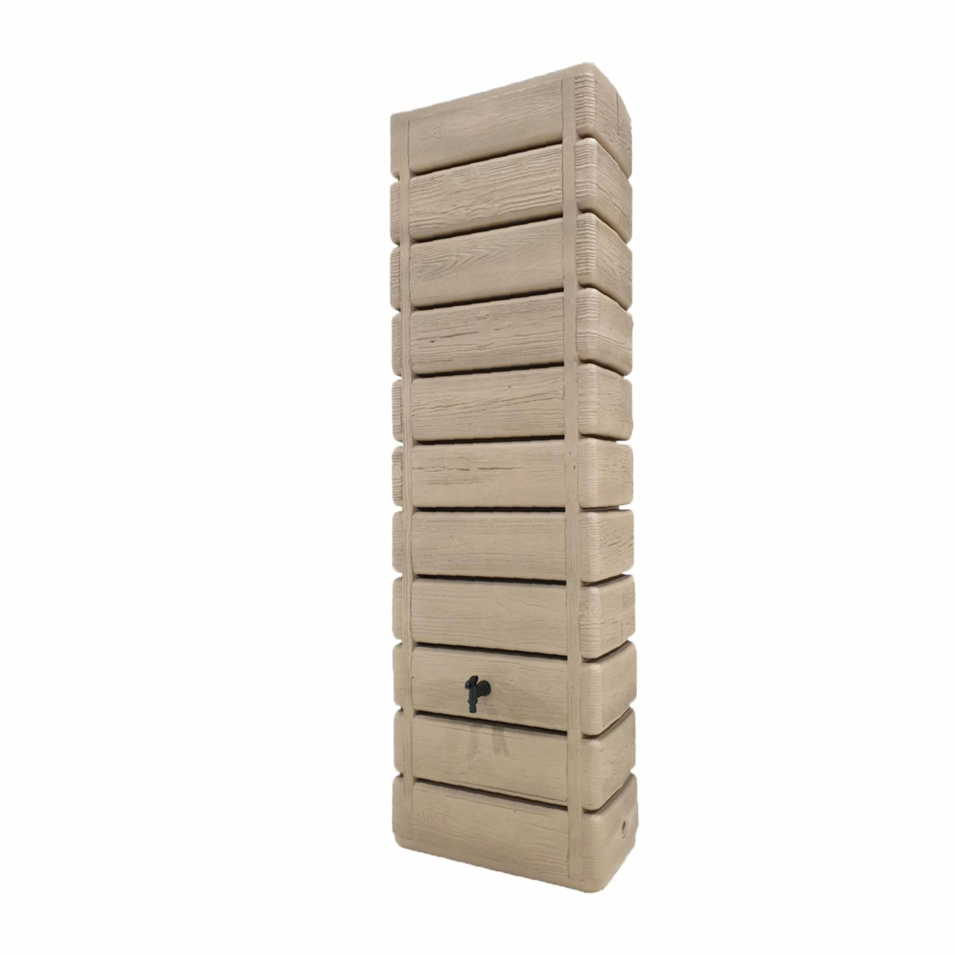 Récupérateur d'eau mural Grandval 300L imitation bois beige avec kit raccord chéneau inclus