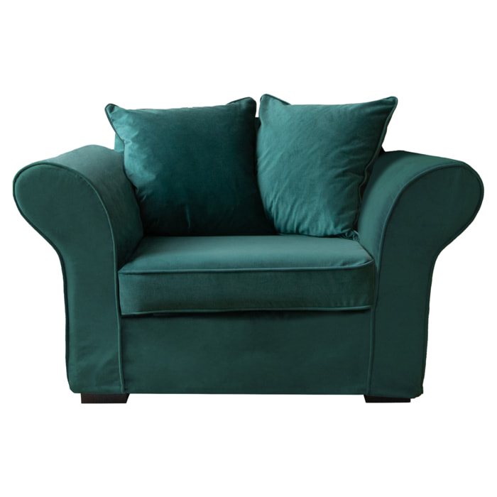 Fauteuil love seat en velours vert émeraude OSCAR
