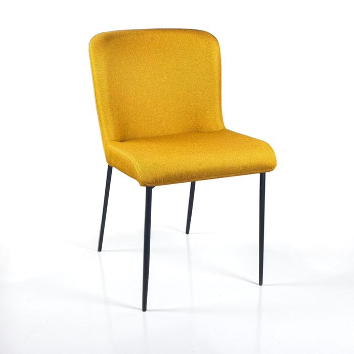 Lot de 2 chaises de salle à manger Tomasucci TRYUN, en tissu, jaune moutarde, 59 × 49 × 82 cm