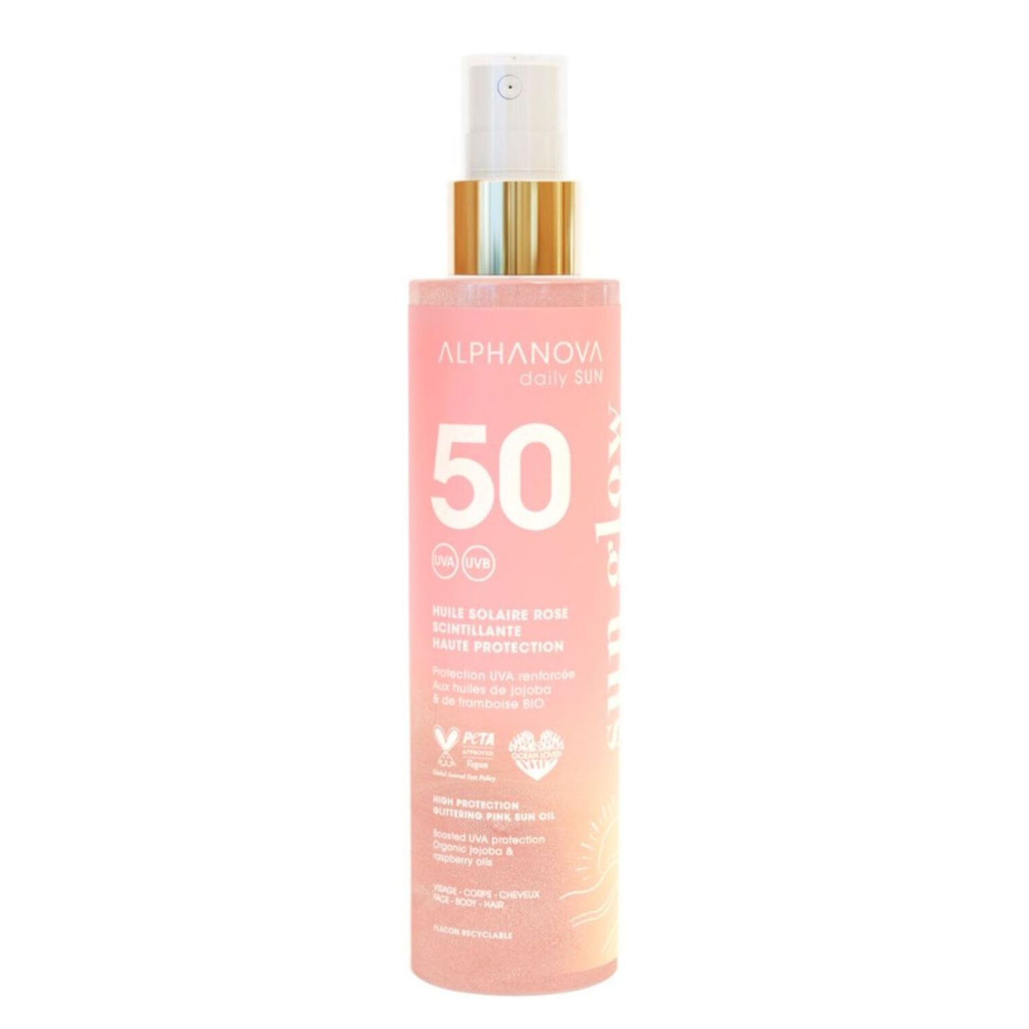 Sun Glow - Huile Solaire Rose Scintillante SPF 50 125 ml