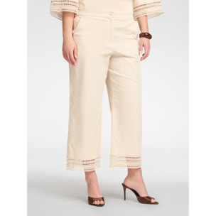 Elena Mirò - Pantalones mezcla de algodón con encaje - Beige