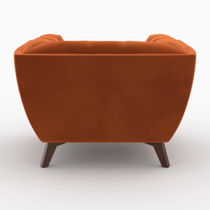 Ensemble canapé et fauteuil en velours orange 4 places - Mona