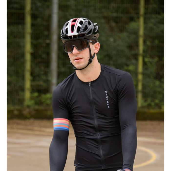 MAILLOT DE CICLISMO MANGA LARGA PARA HOMBRE BLUEBALL EN NEGRO CON LOGO ROJO